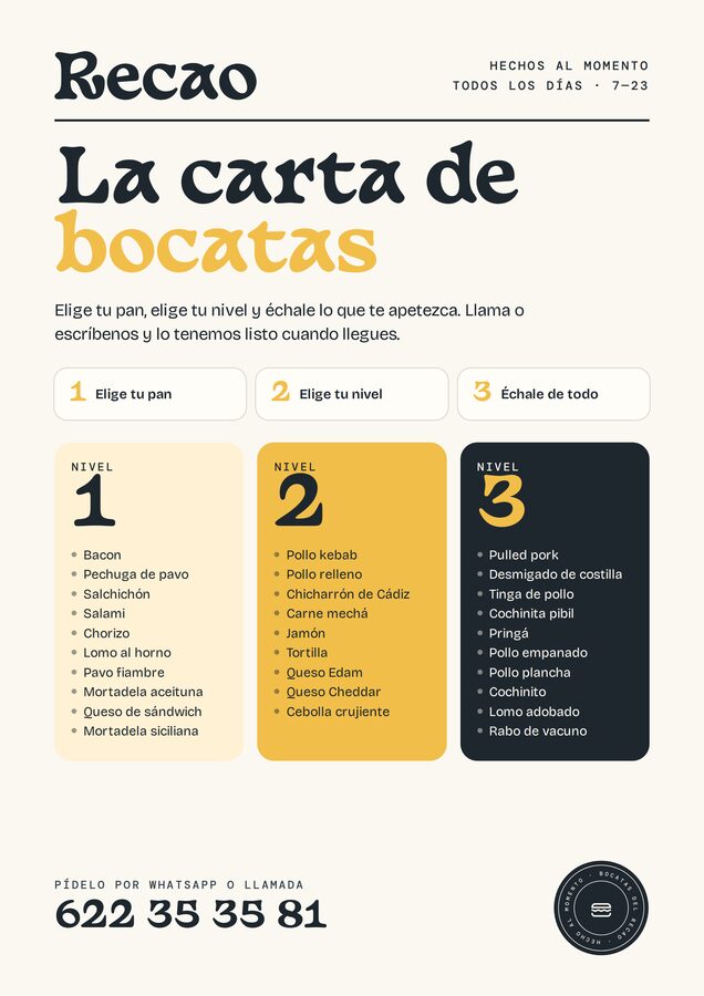 Carta de bocatas